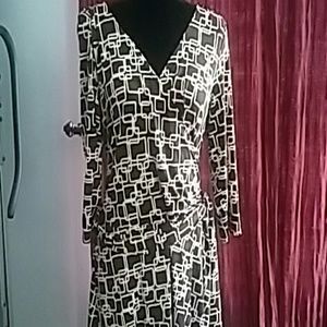 3/4 sleeve faux wrap dress